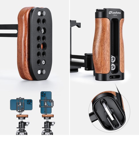 【Leofoto USA】Leofoto PH-01 Cellphone Cage w Wood Handles,Phone Clamp,Rail /Arca - Picture 6 of 8