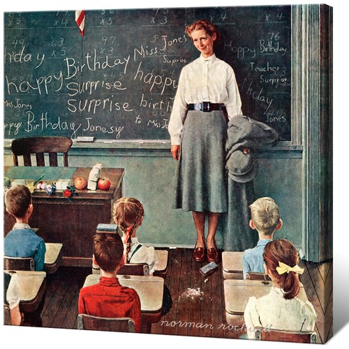 Canvas Art Print Painting Norman Rockwell School Teacher Home Wall Decor 20x20