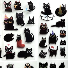 Black Cat Stickers 6 Sheets Junk Journal Collage Planner Scrapbooking Cards