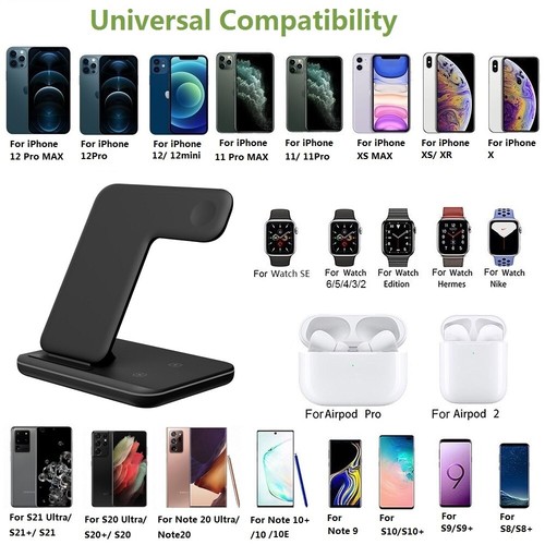 3in1 Wireless Induktionsladegerät Ladestation für Apple Watch iPhone 14 Pro 15 - Zdjęcie 5 z 20