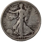 1918-P Walking Liberty Half Dollar 50c Fine FN F+ Tough Early Date