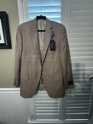 Lauren Ralph Lauren Blazer Mens 40 L Tan Silk Wool Blend Sport Coat Jacket NEW
