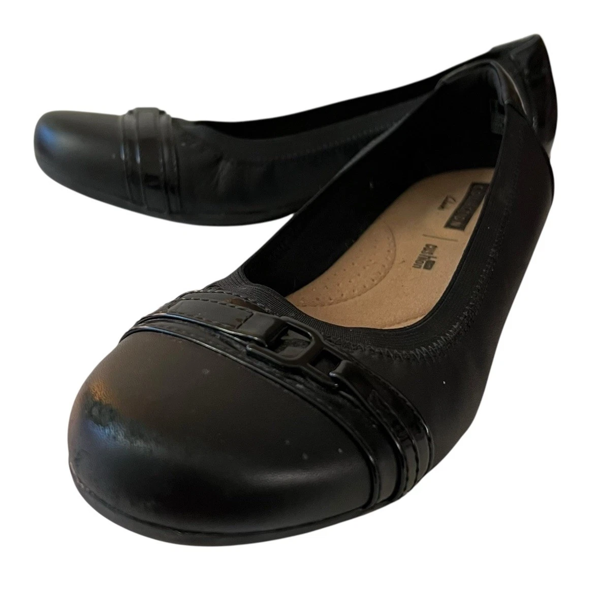 Scarpe ballerine Clarks collezione donna morbide ammortizzate in pelle nera US 8 5 M