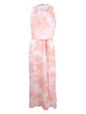 Calvin Klein Women's Floral-Print Chiffon Maxi Dress (8, Peach Multi)