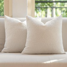 Decorative Throw Pillow Covers 26x26 Inch Pack of 2,Textured Boucle Neutral