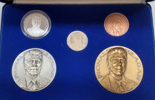 1981 Ronald Reagan Inaugural Medal Set w/14K Gold & .999 Silver in Box