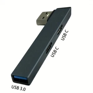 Portatif USB moyeu 3 port USB 3.0, 2x USB C pour ordinateur portable, pc, macbook bureau gris