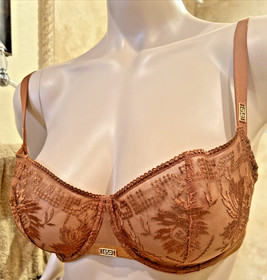 NEW Aubade Half Cup Bra 36D Tanga SMALL Rules of Attraction Golden Shadow  $268