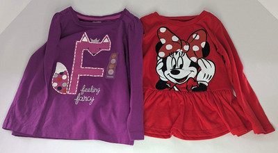 Toddler Shirts Gymboree & Disney 1 Purple Feeling Fancy & 1 Red Minnie Mouse 2T