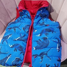 Joules Boys Reversible Gilet Dinosaur jacket. zip up with pockets preowned vgc
