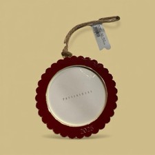 Pottery Barn 2025 Round Red Enamel Frame Christmas Ornament