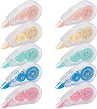 10 Pack White Out Correction Tape, Colorful Mini Whiteout Tape for School Office