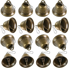 Craft Bells, 16PCS Bronze Jingle Vintage Bells 1.5" X 1.7" with Spring Hooks H