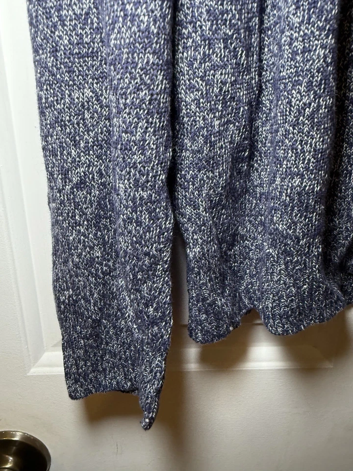 Tasso Elba Men’s Blue White Heather Cardigan Sweater Size XL 100% Linen Classic - Image 3 of 4