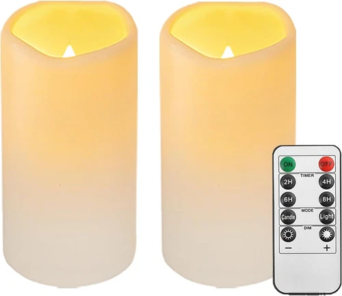 2PACK Outdoor Plastic Flameless Candles with Remote Control and Timer, LED Flick - product listing photo