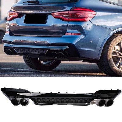 Heckdiffusor mit Endrohr passend für BMW X3 G01 Vorfacelift 17-21 Glanz Schwarz