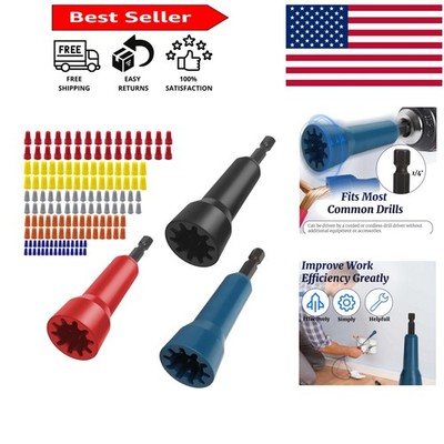 Compact Wire Twister for Drill - 3 Nut Drivers & 150 Caps for Easy Installation