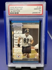2005 Bowman “1st Edition” Heath Miller #140 Blue Border Rare Gem Mint PSA 10