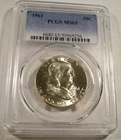 1961 50c PCGS MS65 FRANKLIN HALF SILVER VERY WHITE MS 65