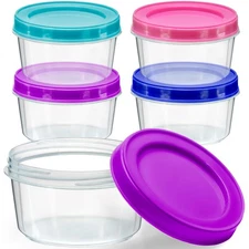DecorRack 4 Pack - 7 oz Plastic Food Storage Containers with Screw Lids, BPA-...