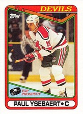 Paul Ysebaert 1990-91 Topps 49 New Jersey Devils Rookie Hockey Card. rookie card picture
