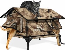 Indestructible Gable Roof Heated Cat House for Outside Winter, 100 Percent Water