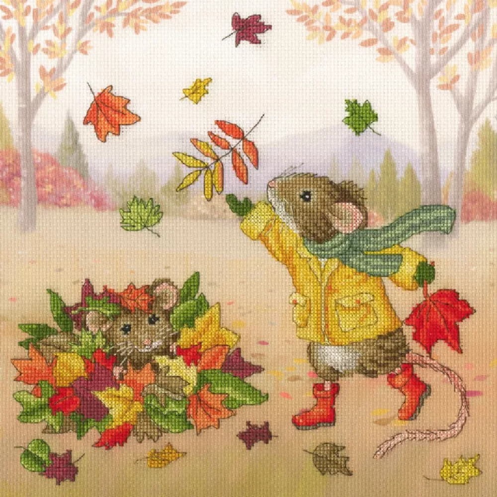Bothy Threads counted cross stitch kit ""Fall Friends"", XSS32, 26x26cm
