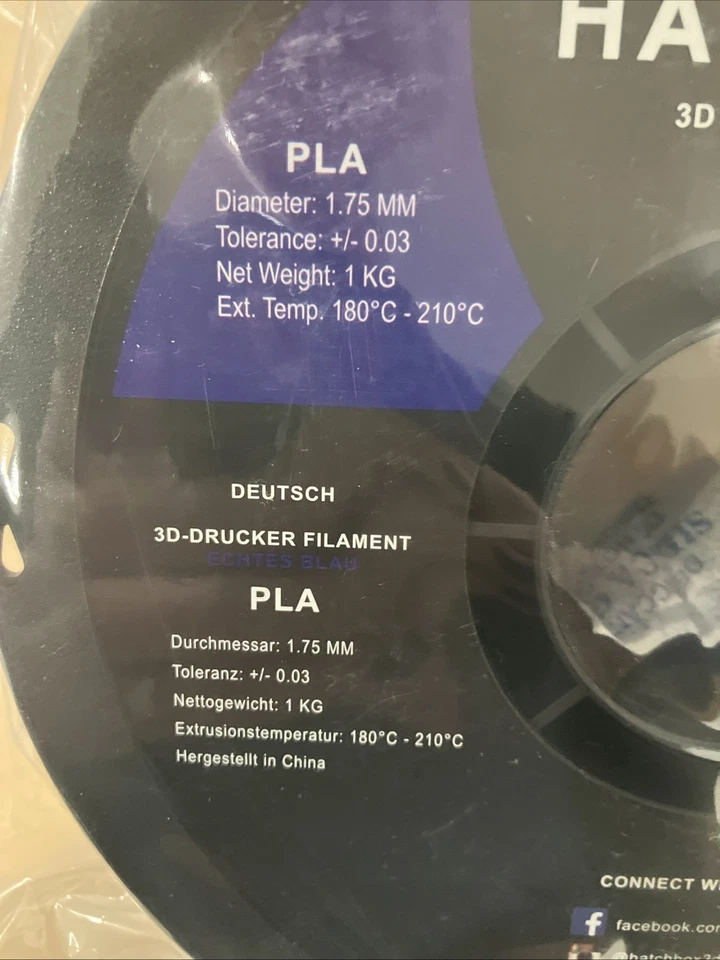 2 HATCHBOX PLA 1.75 mm 3D Printer Filaments in Blue & Red, 1kg Spools Each - Image 4 of 4