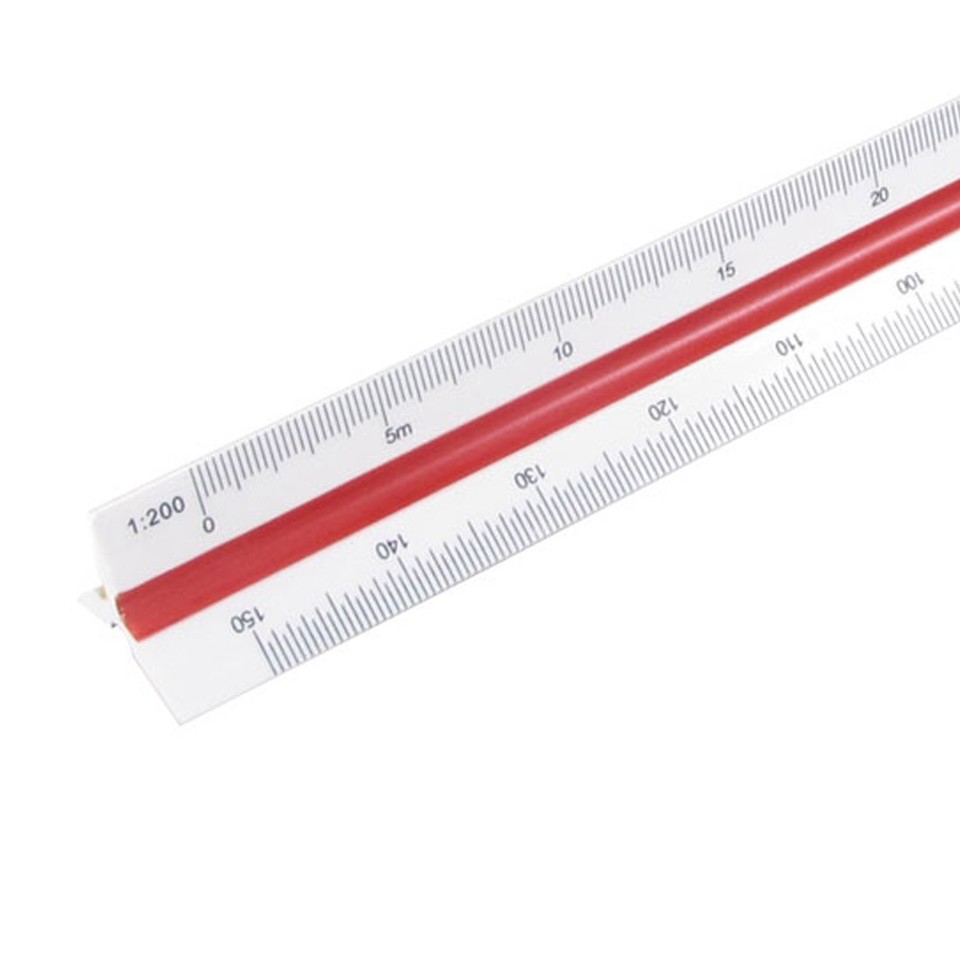 Plastic Red Yellow Green Triangular Scale Ruler 1:100 1:200 1:250 1:300 ...
