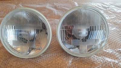 NEW Koito 7'' Round Glass Headlights Halogen H4 bulbs - Made in Japan! Set of 2