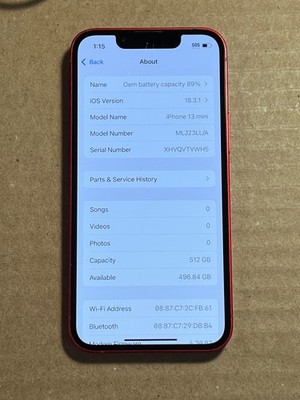 Apple iPhone 13 mini 512GB Red unlocked A2481 Read | eBay