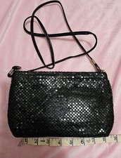 Vintage Black Metal Mesh Sequin Evening Bag Disco Y2K