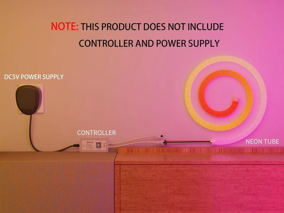 16.4FT WS2811 WS2812B 360 Degree Round Reticulate Pattern Neon LED Strip 50Le... - Image 3 of 4