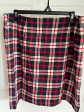 Talbots Navy/Red/Cream Windowpane Plaid Wool Skirt – Size 18W
