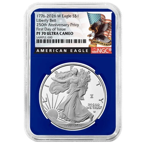 2026-W $1 1-oz Proof American Silver Eagle NGC PF70UC FDI Black Label Blue Core