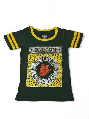 Oregon Ducks (by Rivalry Threads) Girls/Kids T-Shirt XS 4/5 Leopard Print
