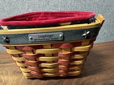 Longaberger 2001 Inaugural Basket Red / With Stars 4”x5.5” 2” Protector, Liner