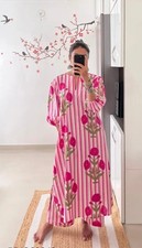 Indian Traditional Set;Pink Floral Printed Cotton A-line Kurta with Palazzo