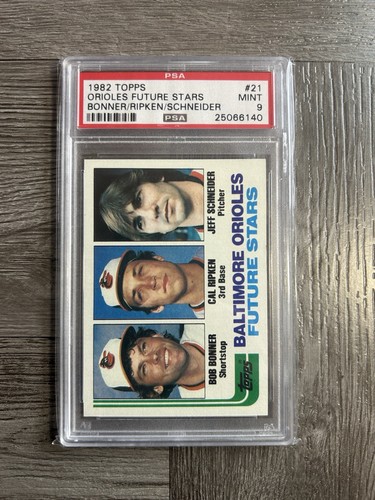 1982 TOPPS CAL RIPKEN JR. ROOKIE RC BONNER SCHNEIDER FUTURE STARS #21 PSA 9 MINT