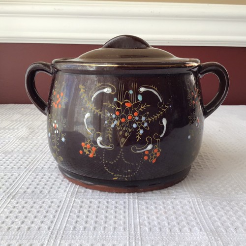 Vintage Japanese ceramic/ pottery covered jar with handles - Picture 3 of 9