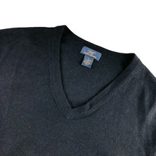 Brooks Brothers 346 Men's Wool/Nylon Stretch V-Neck Sweater Navy Blue   Large