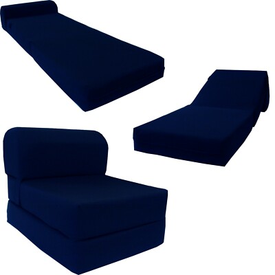 Sleeper Chair Folding Foam Beds, Flip Sofas, Couches, Mattress 6x24x70 Navy Blue