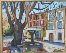 Beau tableau de Courchia "la place de signes"