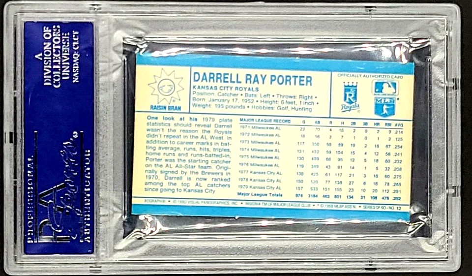 1980 Kellogg's 3D #12 Darrell Porter PSA 10 Gem Mint POP 15 *PSA 10 Set Break* - Image 2 of 4