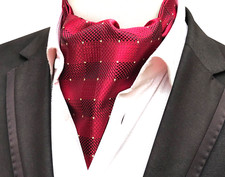 Classic Men Jacquard Polka Dot Red Scarves Cravat Ascot Necktie Tie Gentleman