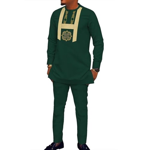 African Clothes for Men Long Sleeve Dashiki Outfits 2 Piece Set African Shirt...