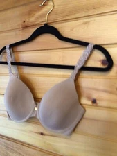 Natori Pure Luxe Tan Beige Lined Underwire Bra US Size 32DD Plunge Sexy New