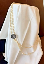 Vintage Double-Stranded imitation Pearl flapper-style Necklace