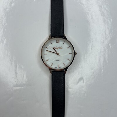 E Voulez Vous 8846 Japan Mother Pearl Rose Gold Black Leather Stainless Works