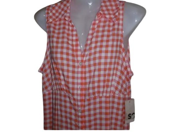 SO Womens Mini Shirt Dress Pink Orange Gingham Check JR M